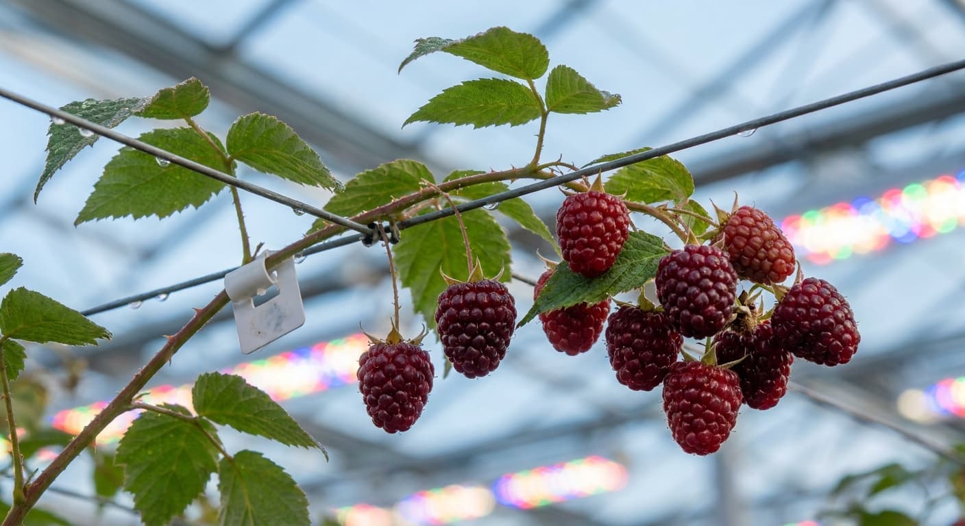 Scoville Splice Jam Burn (SS-0428) — engineered Raspberry specimen on-plant with laboratory specimen tag