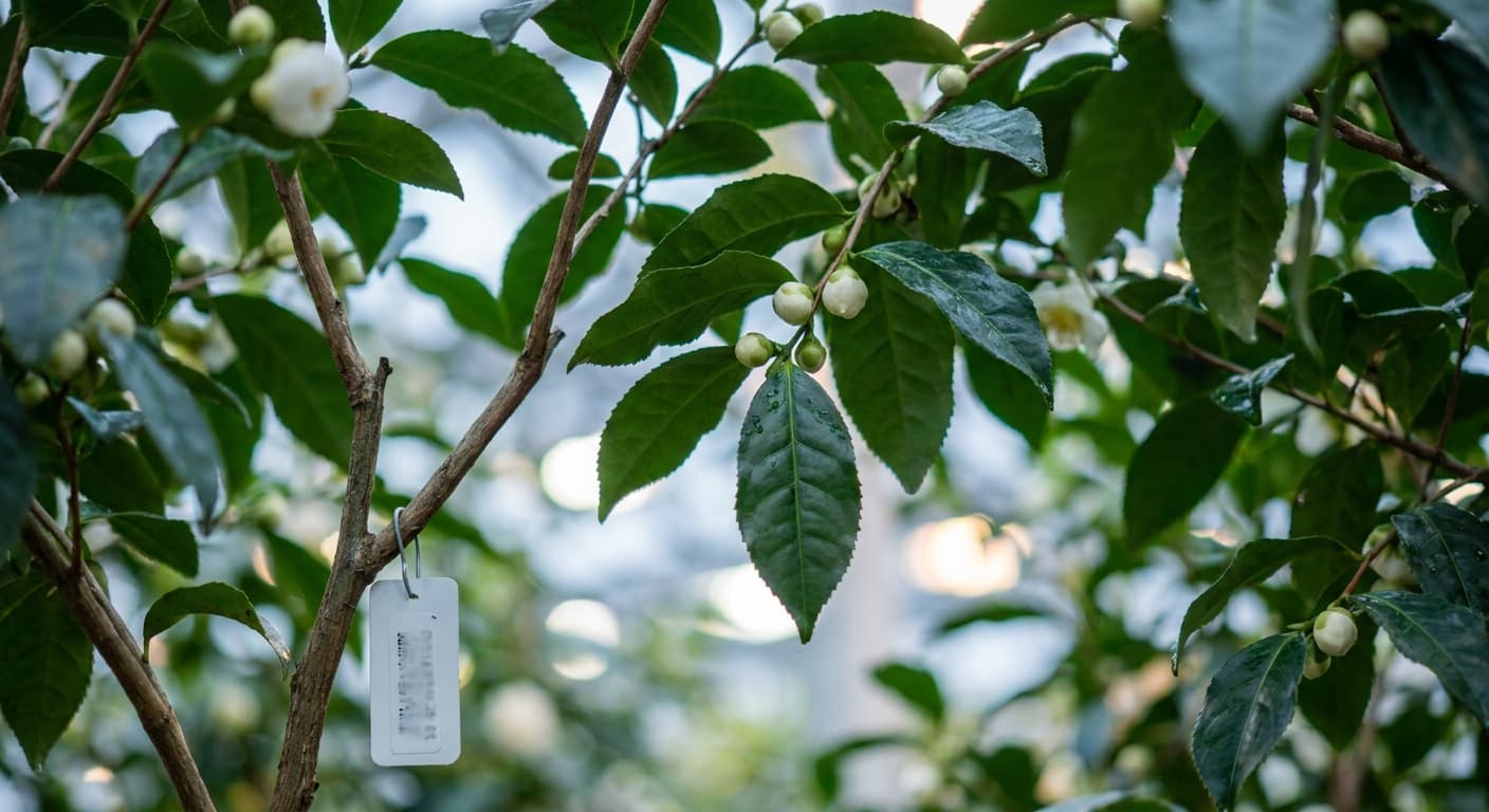 Scoville Splice Lapsang Inferno (SS-0752) — engineered Tea specimen on-plant with laboratory specimen tag
