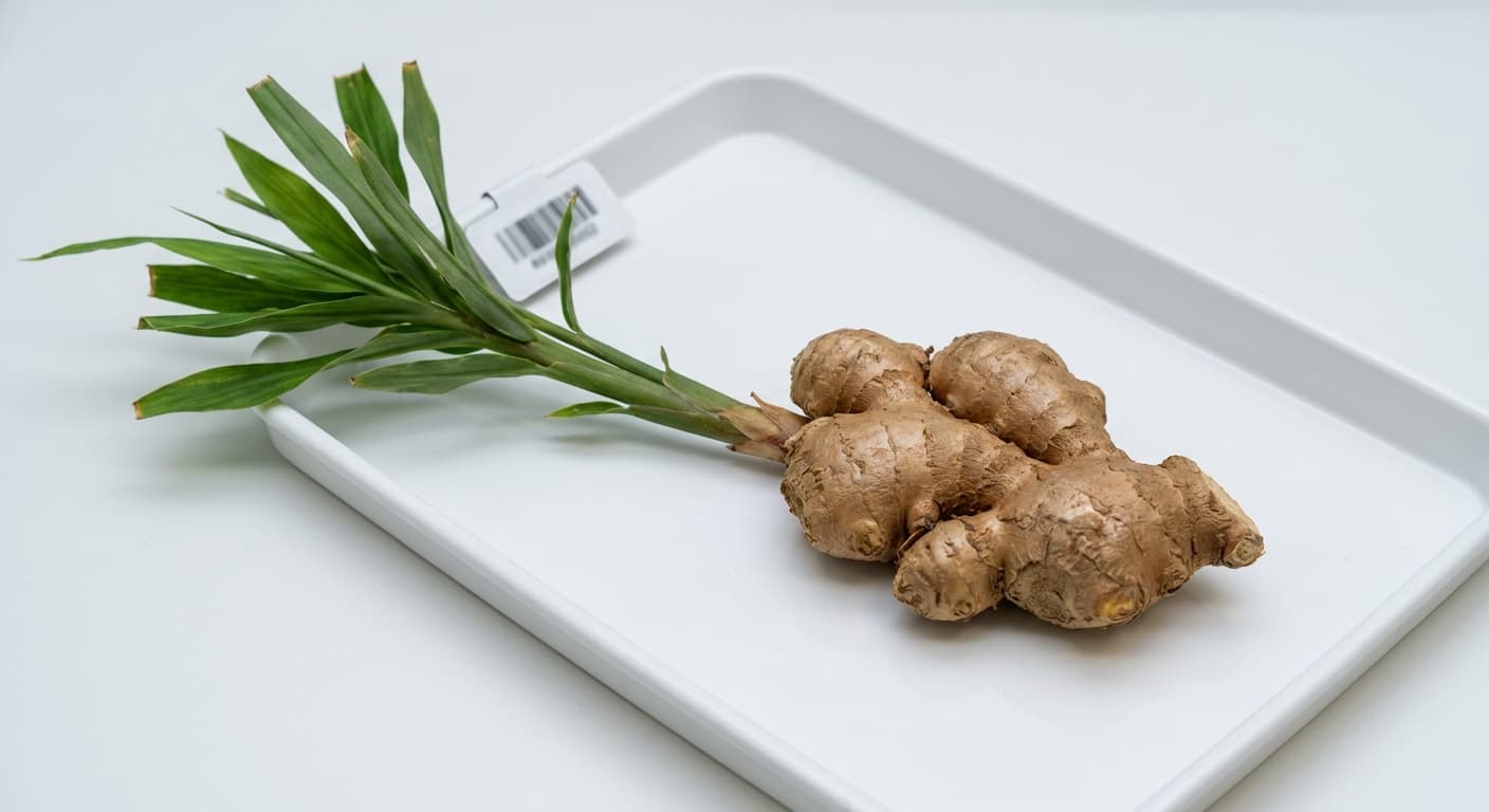 Scoville Splice Pickled Warm (SS-0876) — engineered Ginger specimen on-plant with laboratory specimen tag