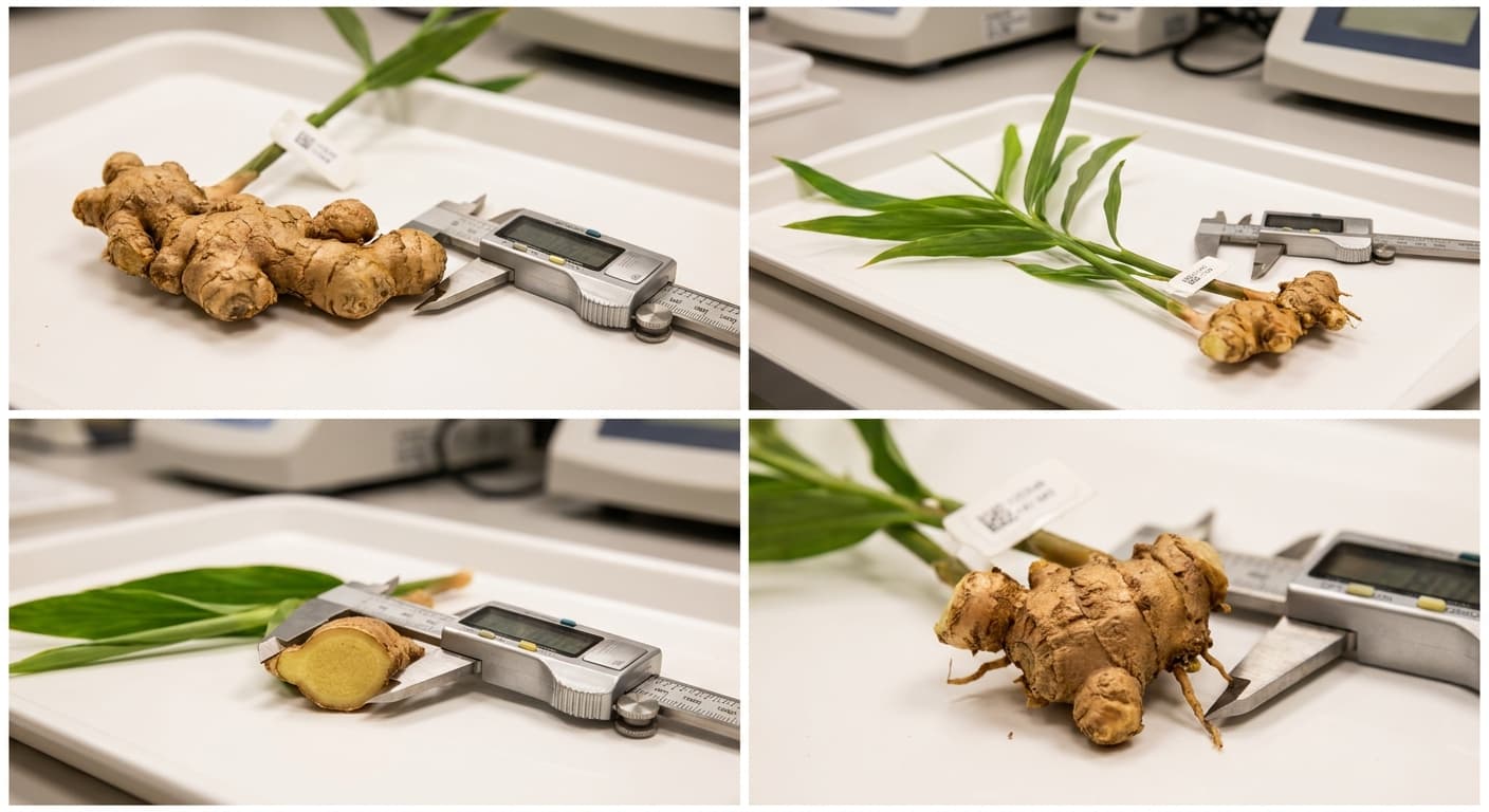 Scoville Splice Crystallized (SS-0878) — engineered Ginger specimen on-plant with laboratory specimen tag