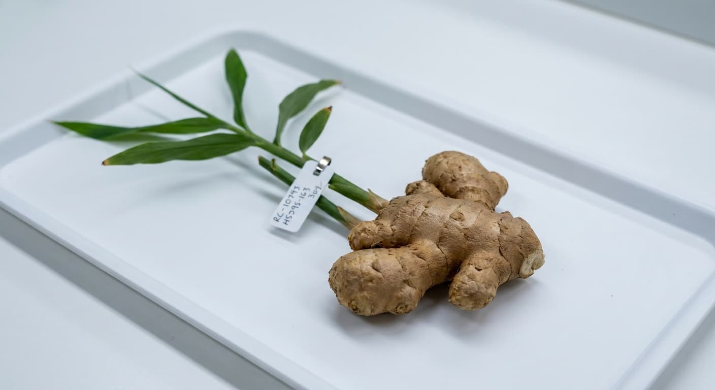 Scoville Splice Ginger Supernova (SS-0999) — engineered Ginger specimen on-plant with laboratory specimen tag
