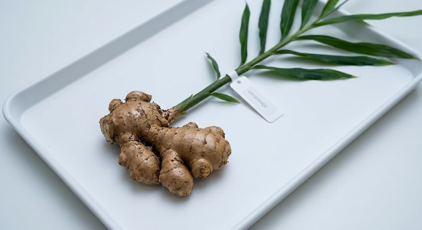 Scoville Splice Ginger Singularity (SS-1000) — engineered Ginger specimen on-plant with laboratory specimen tag