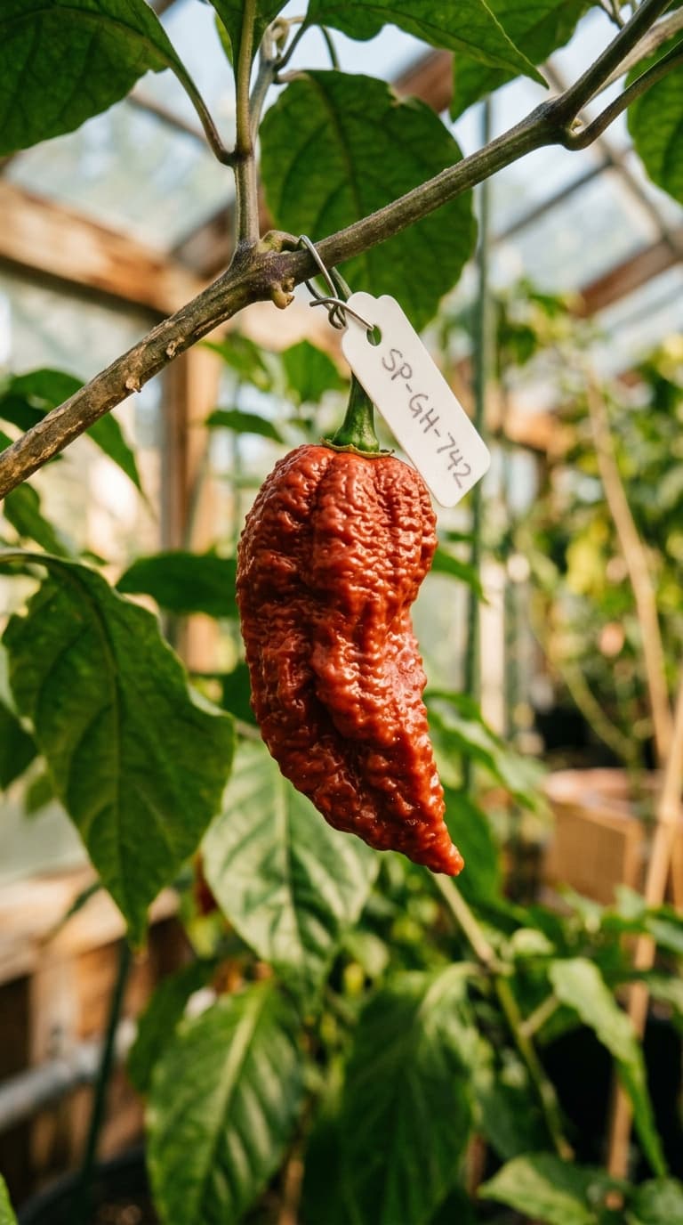 A close inspection of a pepper specimen under directed light