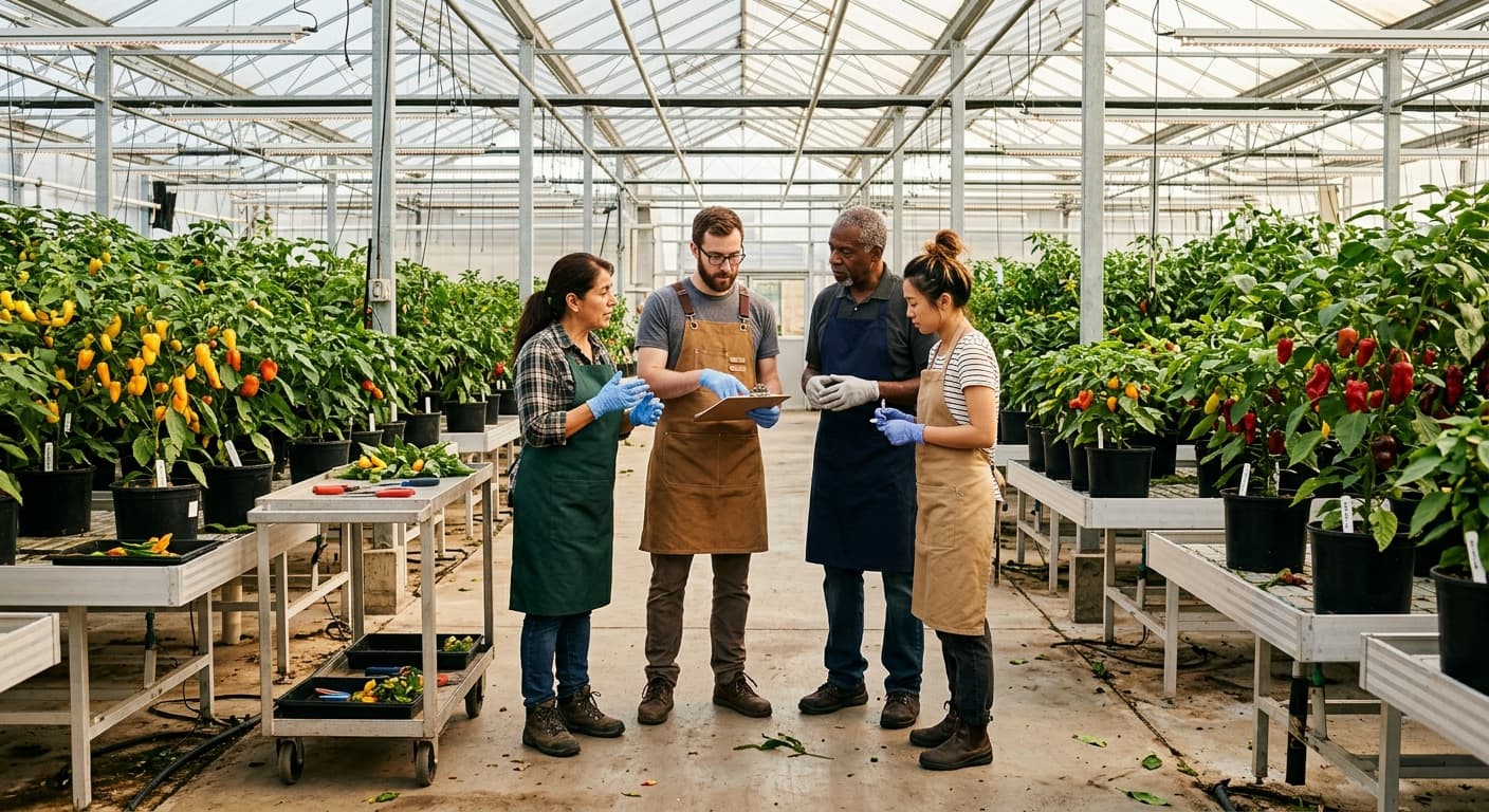 A wide view of the team at work across the nursery floor